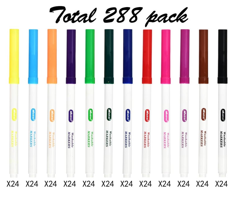 Madisi Washable Markers, Super Tips Markers, Assorted Colors, Classroom Bulk Pack, 288 Count - Image 2